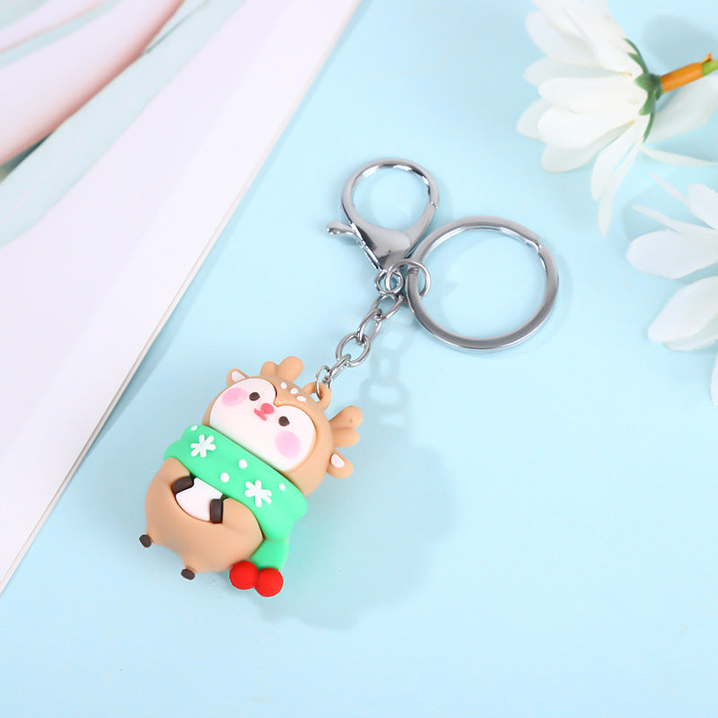 Wholesale Christmas Tree Elk Doll Soft Rubber Keychain